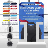 AEROLITE 40x30x15 Nouveau et Amélioré 2023 British Airways, EasyJet, Virgin Atlantic, KLM Holdall, Bagage Cabine Sous Siège Sac De Vol, Noir