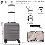 Aerolite 45x36x20cm easyJet Maximale Koffer ABS Leichter Hartschale Kabinentrolley Untersitz Trolley Bordkoffer Handgepäck 45x36x20 mit 4 Rollen und TSA-Geprüftes Schloss (Kohlegrau)