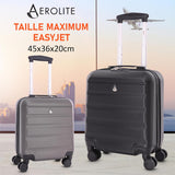 Aerolite 45x36x20cm easyJet Maximale Koffer ABS Leichter Hartschale Kabinentrolley Untersitz Trolley Bordkoffer Handgepäck 45x36x20 mit 4 Rollen und TSA-Geprüftes Schloss (Kohlegrau)