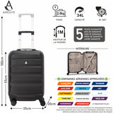 Aerolite ABS Bagage Cabine Bagage à Main Valise Rigide Légere à Serrure à Combinaison TSA Intégrée, pour Ryanair, easyJet, Air France et Plus, Noir