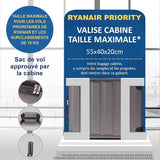 Aerolite 55x40x20 Ryanair Taille Maximale 40L ABS Cabine Bagage à Main Valise Rigide Légere à 4 roulettes, pour Easyjet, Lufthansa et Plus