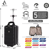 Aerolite Valise Cabine 40x20x25cm pour Ryanair - Bagage à Main de Voyage à Coque Rigide ABS 18L - Bagage Cabine Avion léger 40x20x25 avec 2 Roues et Serrure TSA - Noir