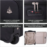 Aerolite 56x45x25 Cabine Bagage Easyjet Taille Maximale 60L Bagage à Main Valise Souple Légere à 2 roulettes, pour Jet2, British Airways, 56cm, Garantie De 10 Ans, Noir