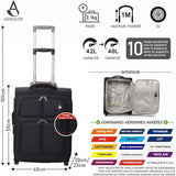 Aerolite Extensible 55x40x20 à 55x40x23 Ryanair Priorité Taille maximale Eco Bagage à Main Valise Bagage Cabine 55x40x20 55x40x23 2 Roues avec Serrure TSA (Noir)