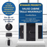 Aerolite Extensible 55x40x20 à 55x40x23 Ryanair Priorité Taille maximale Eco Bagage à Main Valise Bagage Cabine 55x40x20 55x40x23 2 Roues avec Serrure TSA (Noir)