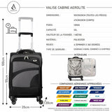 Aerolite Ultra Léger Carry On Main Cabine Bagages Spinner Valise Voyage Chariot Avec 4 Roues, Noir / Gris