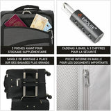 Aerolite Ultra Léger Carry On Main Cabine Bagages Spinner Valise Voyage Chariot Avec 4 Roues, Noir / Gris