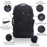 Aerolite 3 en 1 Bagage en Cabine Bagage à Main Sac à Dos 55x35x20 39L / de Travail/Fourre-Tout/Sac de Voyage Sacoche pour Portable de 15”