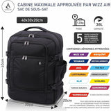 Aerolite 40x30x20 Wizz Air Taille maximale Sac à dos Respectueux de l'environnement Bagage de cabine Approuvé Voyage Carry On Holdall Sac à bandoulière Flight Rucksack avec YKK Zippers Garantie 5 ans