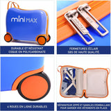 Aerolite Minimax Valise Enfant à 4 roulettes 45x36x20cm - Bagage Cabine pour Enfants 29L Bagage à Main de Voyage à Coque Rigide et 4 Roues - Set de Bagages avec Sac et Oreiller 45x36x20 (Dinosaure/Bleu)