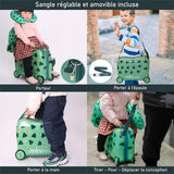 Aerolite Minimax Valise Enfant à 4 roulettes 45x36x20cm - Bagage Cabine pour Enfants 29L Bagage à Main de Voyage à Coque Rigide et 4 Roues - Set de Bagages avec Sac et Oreiller 45x36x20 (Dinosaure/Bleu)