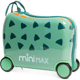 Aerolite Minimax Valise Enfant à 4 roulettes 45x36x20cm - Bagage Cabine pour Enfants 29L Bagage à Main de Voyage à Coque Rigide et 4 Roues - Set de Bagages avec Sac et Oreiller 45x36x20 (Dinosaure/Bleu)