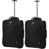 5 Cities Set de Deux Bagage à Main Valise à Roulettes Bagage de Cabine (Noir)
