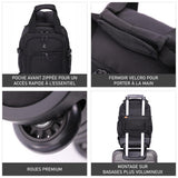 Aerolite Ryanair Sac à dos à roulettes 40 x 20 x 25 cm avec 2 roues recyclées et respectueuses de l'environnement avec poignée extensible, Noir
