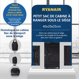 Aerolite Ryanair Sac à dos à roulettes 40 x 20 x 25 cm avec 2 roues recyclées et respectueuses de l'environnement avec poignée extensible, Noir