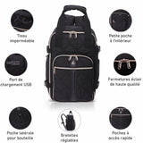 Aerolite Ryanair Sac à dos à roulettes 40 x 20 x 25 cm avec 2 roues recyclées et respectueuses de l'environnement avec poignée extensible, Noir