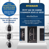 Aerolite Ryanair Sac à dos à roulettes 40 x 20 x 25 cm avec 2 roues recyclées et respectueuses de l'environnement avec poignée extensible, Noir